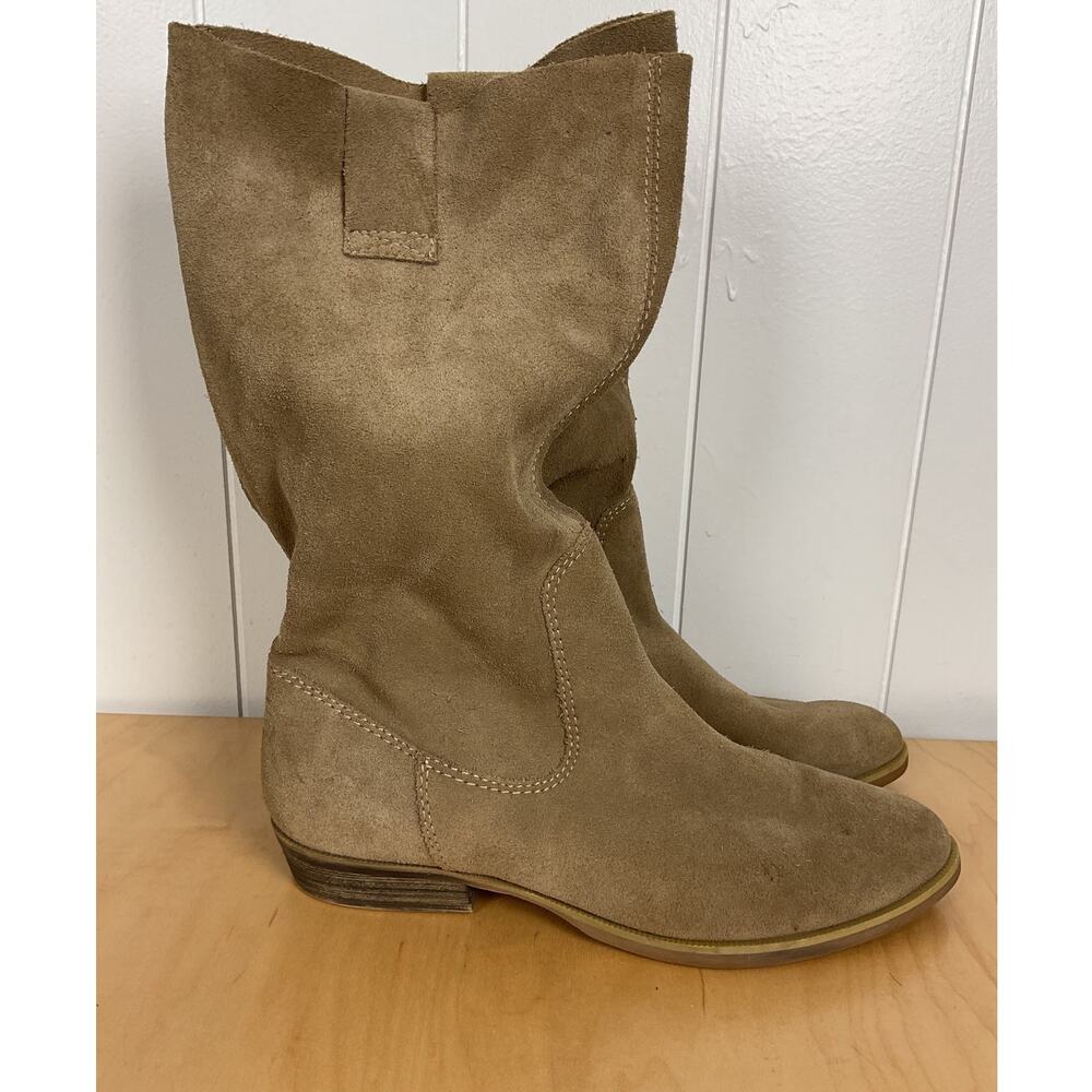Steve Madden P-Neece‎ Tan Suede Loose Calf Fit Flat Pull On Boots Women's 7.5 - Picture 3 of 6